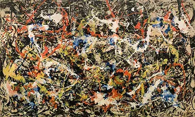 Convergence dégoulinant de peinture sur toile par Jackson Pollock